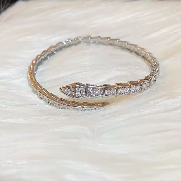 Serpenti Snake Crystal Silver Cuff Bracelet - Picture 5 of 5